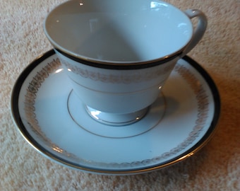 Sone China Kent Pattern Coffee Cup and Saucer Set Made in Japan