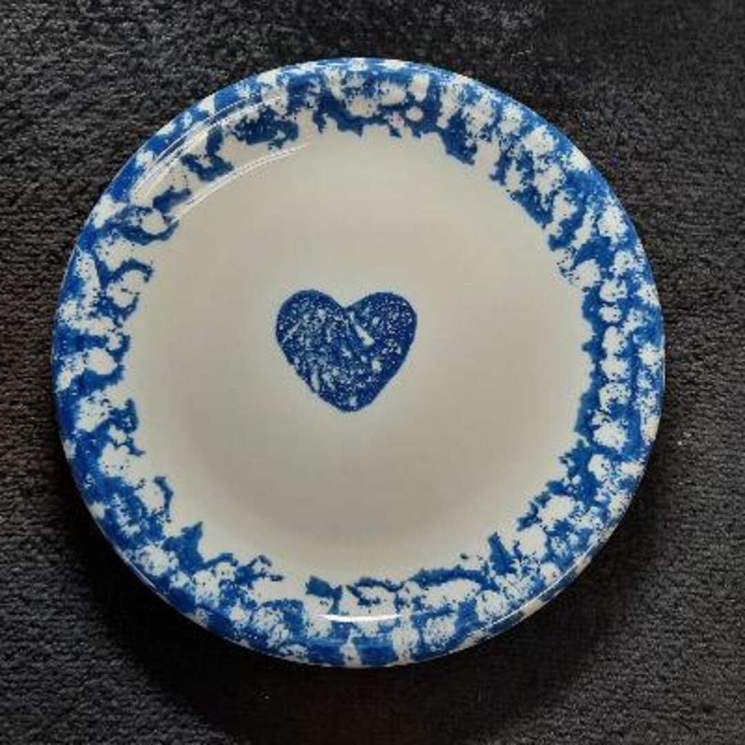 Tienshan Folk Craft Sponge Blue Hearts Pattern Dinnerware Piece Choice
