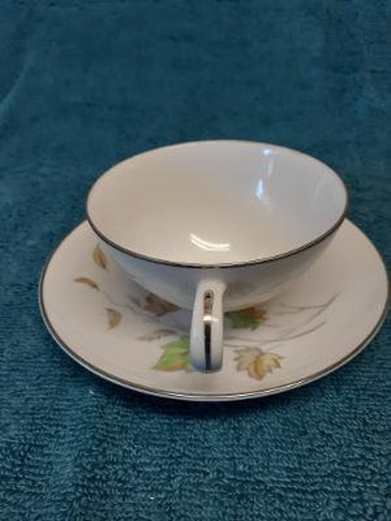 Three Castle China Harvest Time Pattern Coffee Cup and Saucer Set