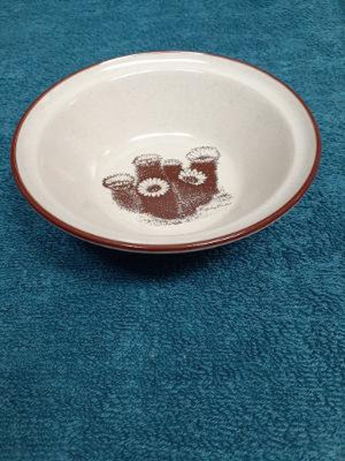 Noritake Stoneware Desert Flowers Pattern Rimmed Cereal Bowl Made in