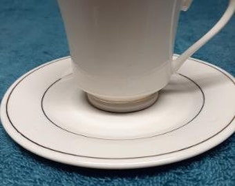 Gibson Housewares Gold Pattern Offset Trim Coffee Cup and Saucer Set