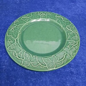 Varages Dark Green Embossed Ivy Pattern Salad Plate Made in France