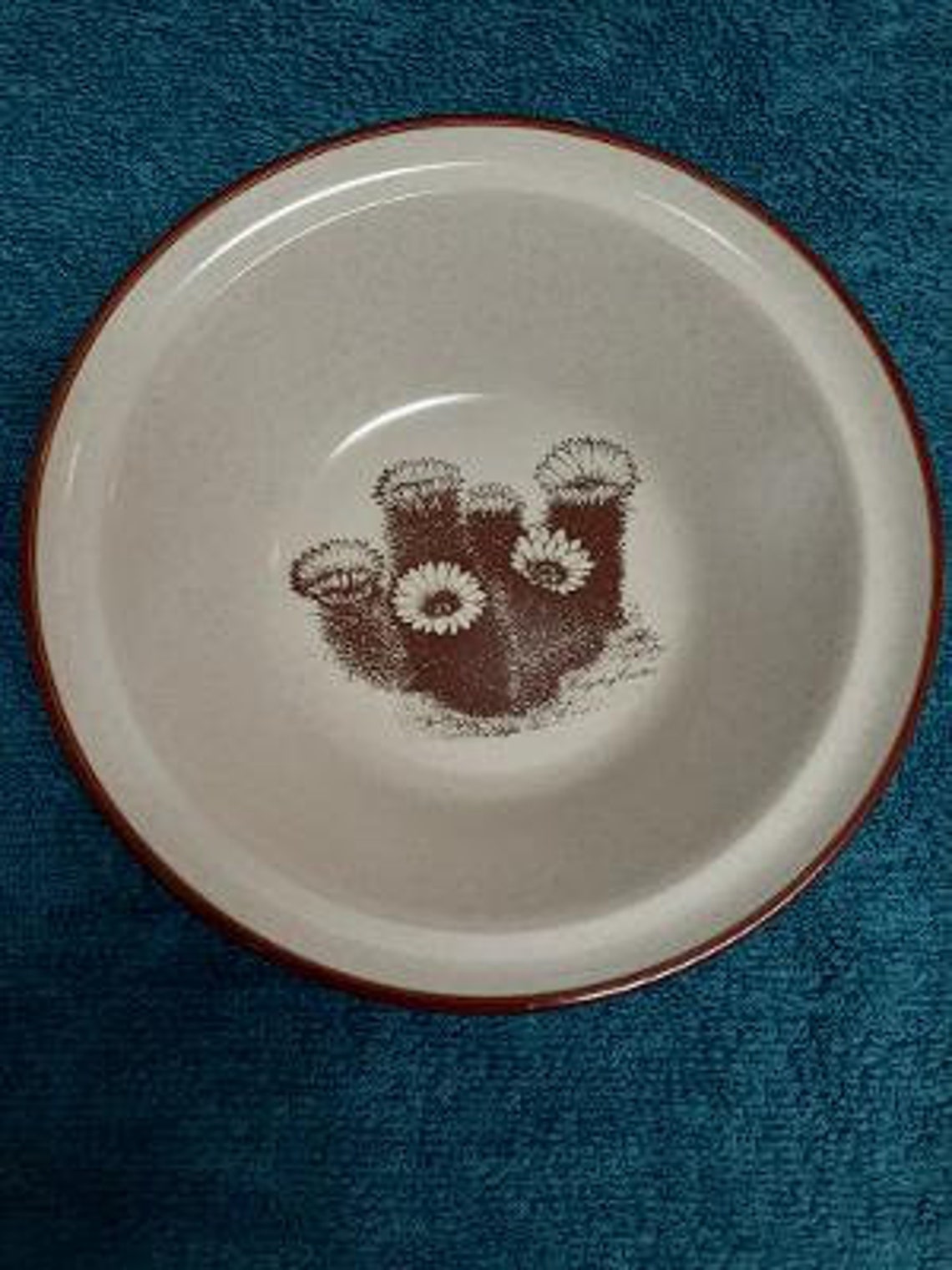 Noritake Stoneware Desert Flowers Pattern Rimmed Cereal Bowl Made in
