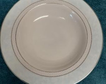 Shinekapur Ceramics Ivory China Blue Sky Pattern Rimmed Soup Bowl