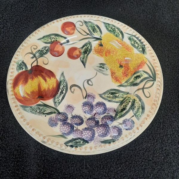 Tabletops Gallery Frutas Pattern Dinner Plate Hand Painted and Crafted