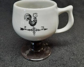 Caribe Rooster and Weather Vane Pattern Pedestal Mug Made in Puerto Rico