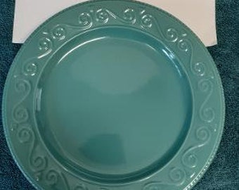 Royal Norfolk Embossed Scroll Teal Pattern Dinner Plate