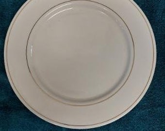 Gibson Housewares Gold Pattern Offset Trim Dinner Plate