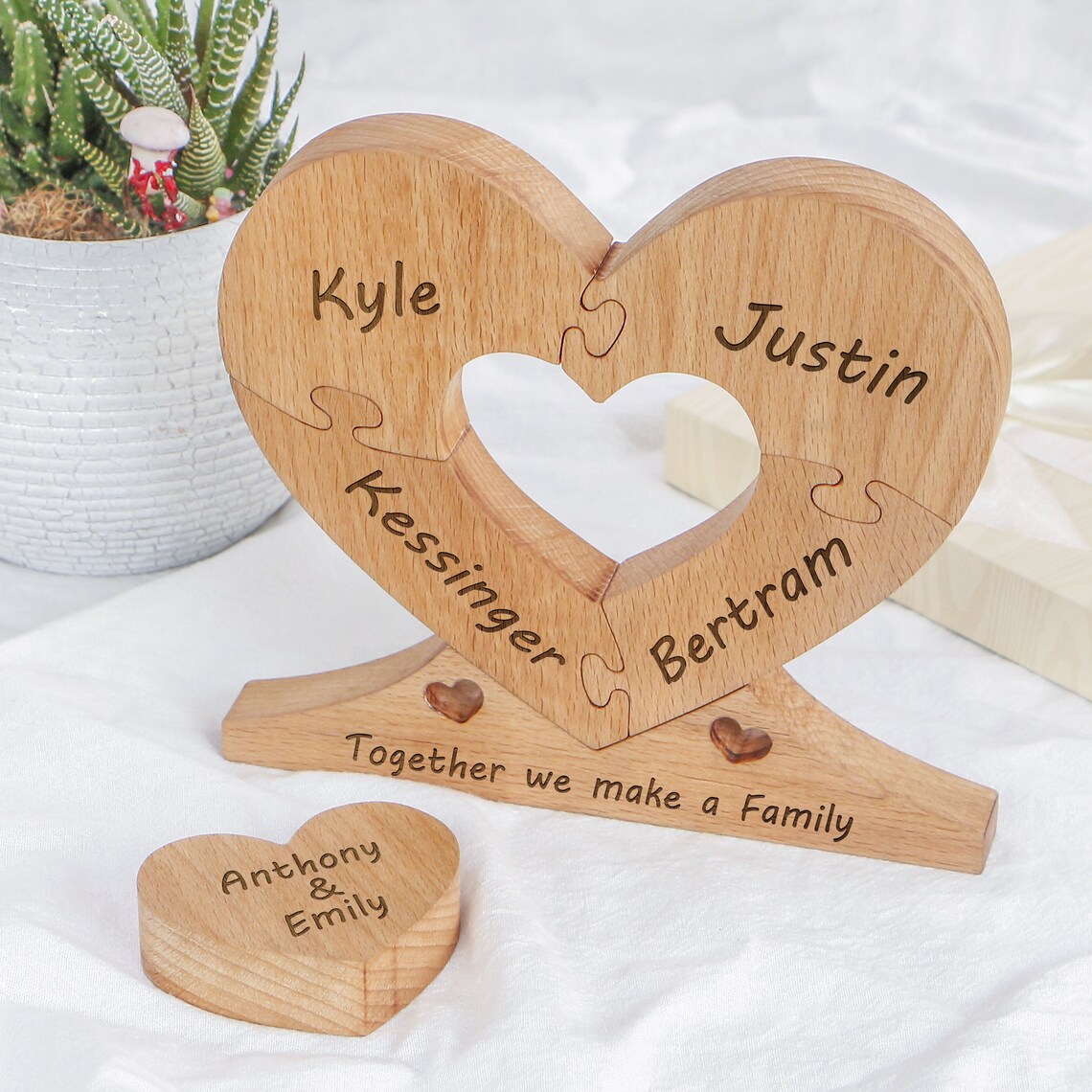 Personalisierte Familie Holz Herz Puzzle benutzerdefinierte Etsy