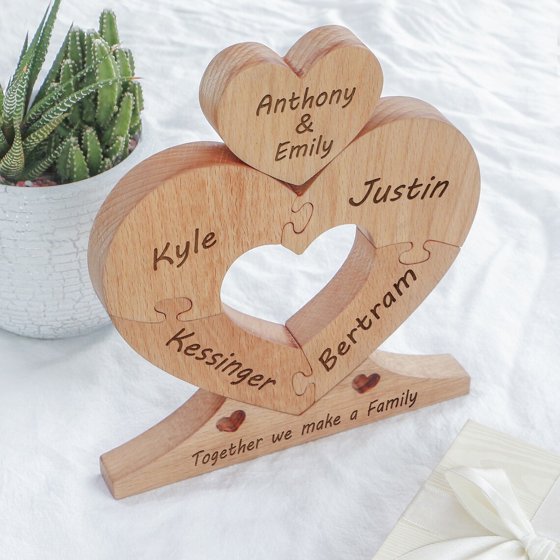 Personalisierte Familie Holz Herz Puzzle benutzerdefinierte Etsy