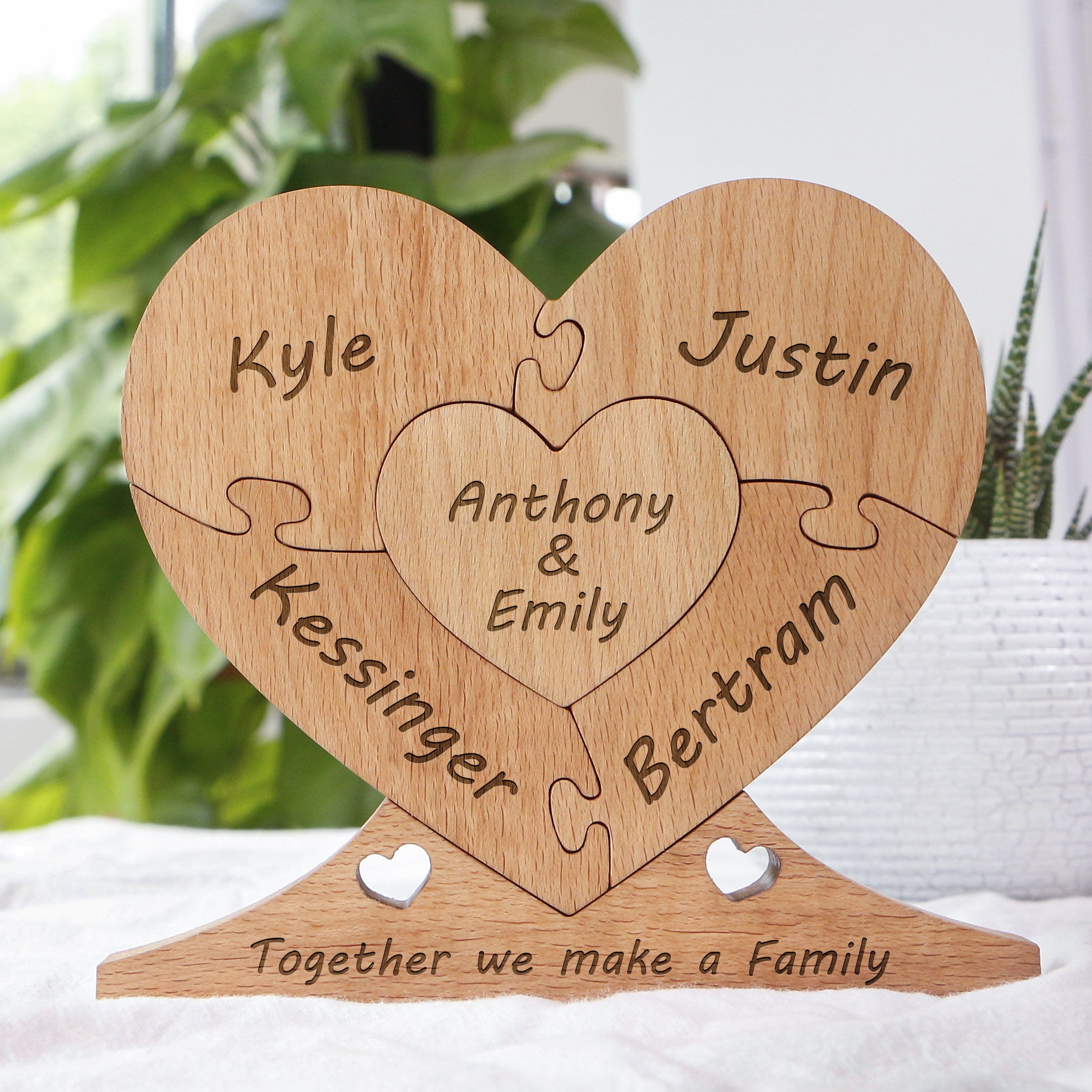 Personalisierte Familie Holz Herz Puzzle benutzerdefinierte Etsy