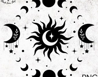 Sonne und Mond Boho SVG, Happy Halloween svg, Celestial svg, Halloween shirt svg, digitaler Download, Cricut Design, svg, png, jpg