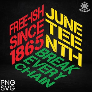Juneteenth Free-ish desde 1865 Rompe todas las cadenas SVG Vector Box svg, Afroamericano, Descarga digital, Diseño Cricut, svg, png, jpg