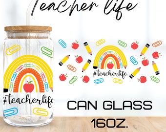 Teacher life Glass Wrap Svg, Teacher svg,libbey 16 Oz beer can glass svg,instant Digital Download ,Cricut Design,svg,png,eps