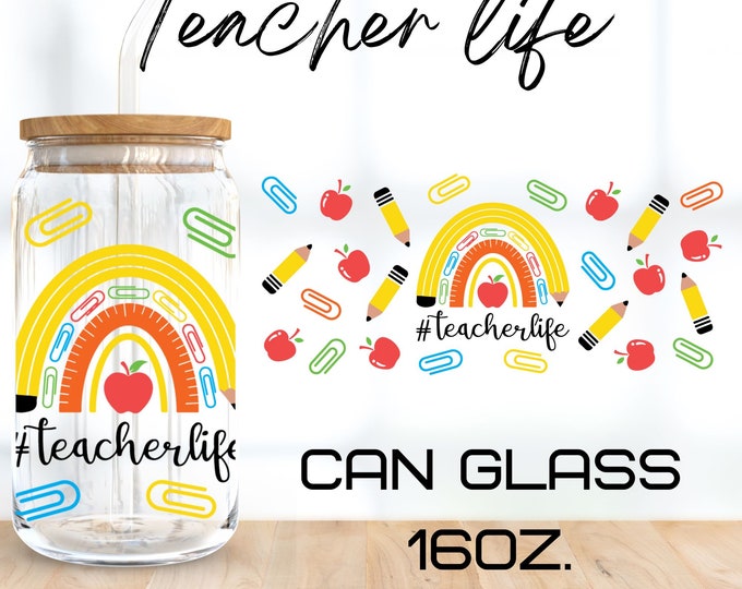 Teacher Life Boho Libbey Can Glass Svg, 16 Oz Can Glass, Boho Svg ...