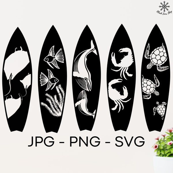 Ocean Surf board - Bundle SVG - Instant Digital Download for Cricut Design Space