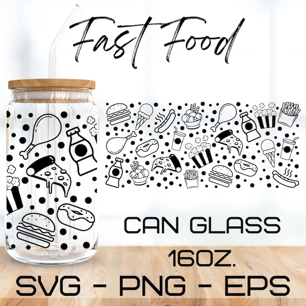 Fast Food Glass Wrap Svg, Food Glass,coffee svg,libbey 16 Oz beer can glass svg,instant Digital Download ,Cricut Design,svg,png,eps