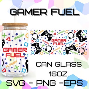 Gamer Petroleum Glas wickeln svg, Spiel svg, Kaffee svg, libbey 16 Unze Bierdose Glas svg, sofortiger digitaler Download, Cricut Design, svg, png,eps