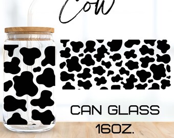 Kuh Muster Dose Glas wickeln svg, Kuh svg, libbey 16 Unze Bierdose glas svg, sofortiger digitaler Download, Cricut Design, svg, png,eps