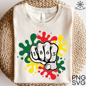 Puño de Juneteenth 1865 svg, Golpe de puño, Blm Svg, historia negra svg, Juneteenth svg, afroamericano, descarga digital, diseño de Cricut, svg, png, jpg