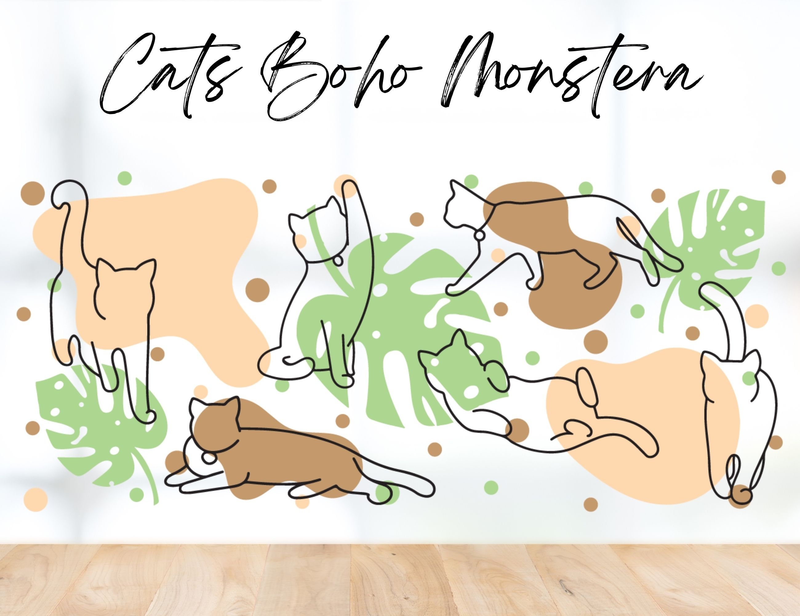 Cats Boho Monstera Glass Wrap Svg,boho Svg, Monstera Svg,libbey 16 Oz ...