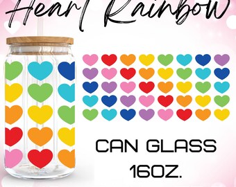 Heart Rainbow Glass Wrap Svg, Valentine Day svg,Heart svg,libbey 16 Oz beer can glass svg,Digital Download ,Cricut Design,svg,png,eps