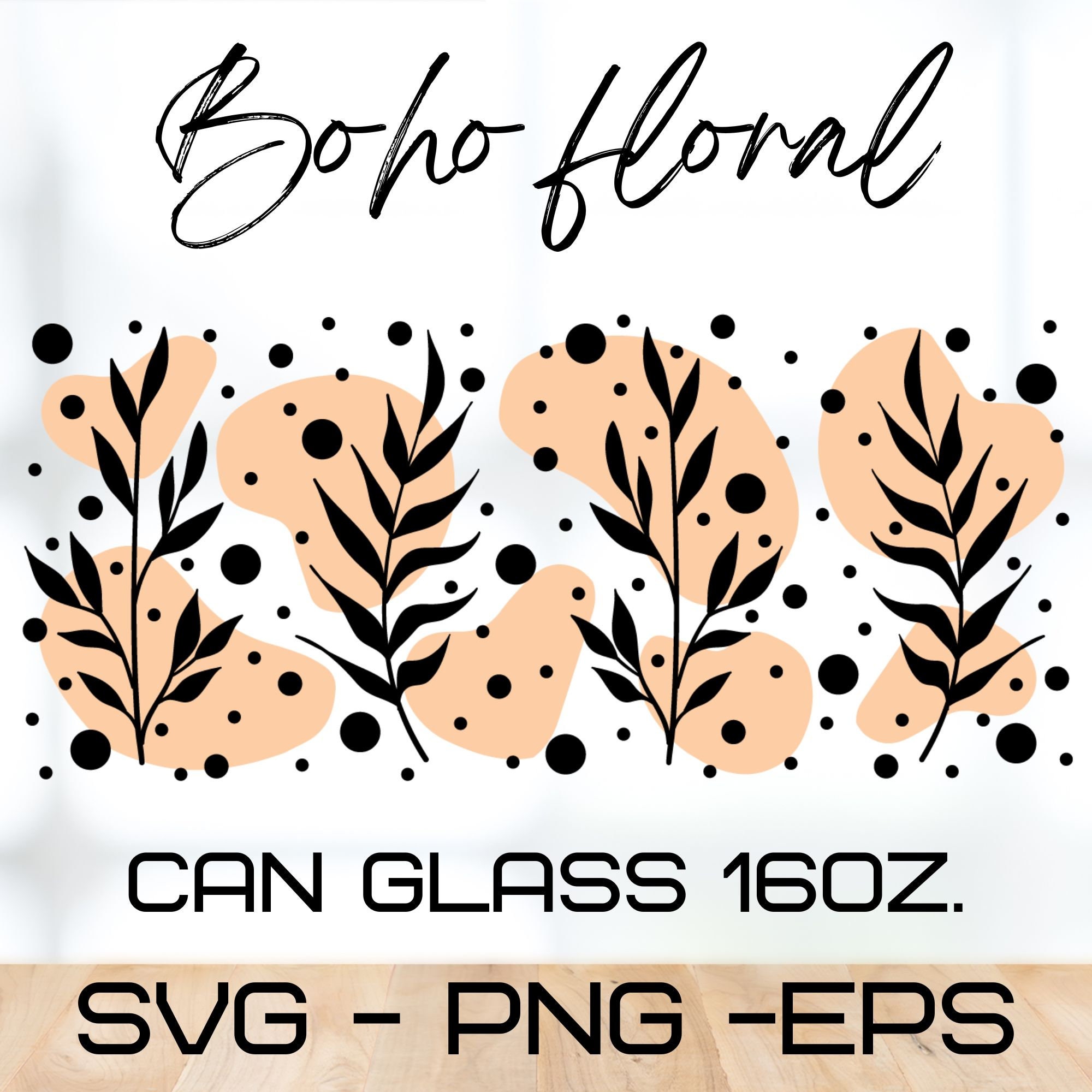 Boho Floral Style Glass Wrap Svg,libbey 16 Oz Beer Can Glass Svg,leaf ...