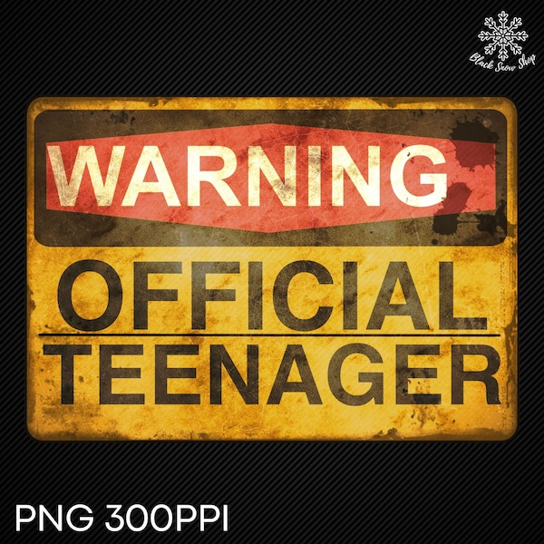 Warning Official Teenager Sublimation PNG,Birthday PNG,Teenage boy Shirt,Teen Gift T-Shirt,Digital Download,Cricut Design,Sublimation, png