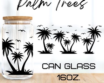 Palm Trees Can Glass Wrap Svg,libbey 16 Oz beer can glass svg, Summer,boho style svg,instant Digital Download,Cricut Design,svg,png,eps