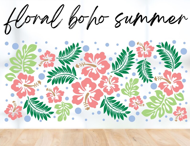 Floral Boho Summer Glass Wrap Svg,libbey 16 Oz Beer Can Glass Svg,leaf ...