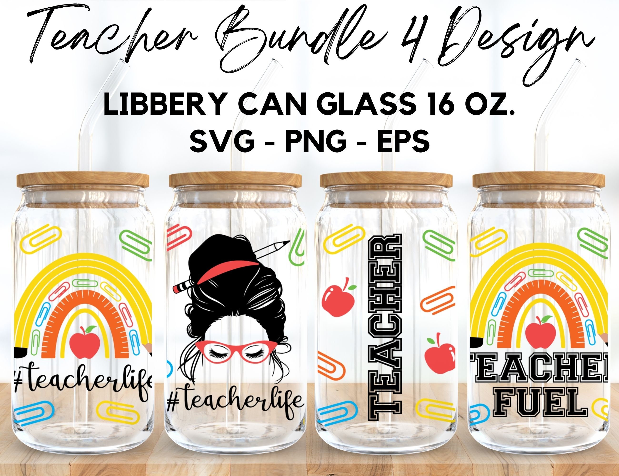 Teacher  bundle Glass Wrap Svg,Teacher life svg,Teacher svg,libbey 16 Oz beer can glass svg,Digital Download ,Cricut Design,svg,png,eps