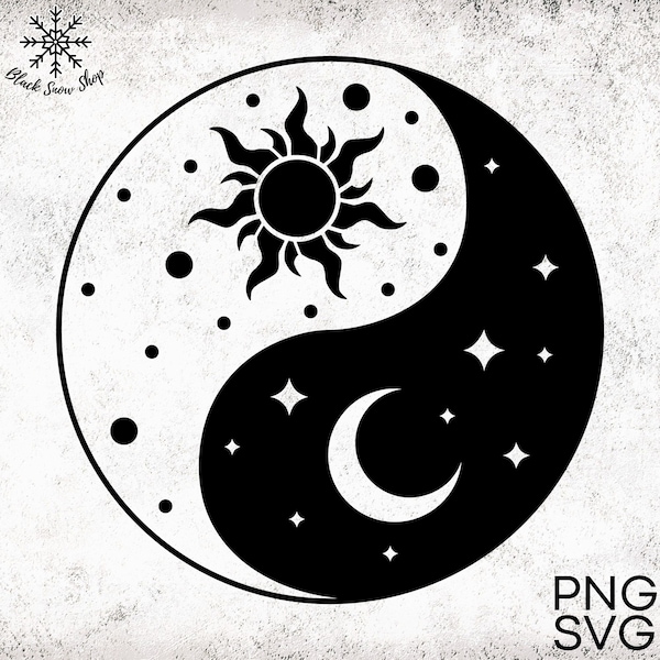 Yin yang boho Sun moon SVG , Ying Yang SVG,sun and moon Svg,Magic Moon SVG,Digital Download,Cricut Design, svg , png , jpg