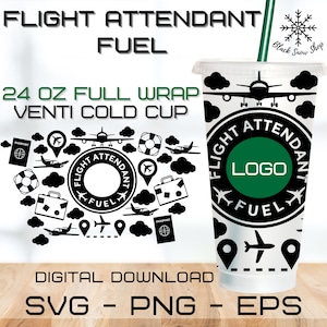 Comissário de bordo Fuel Wrap Venti 24 oz Cup SVG, Venti Wrap Svg, Full Wrap SVG, Pré-dimensionado Cold Cup, Download digital, Cricut Design, svg, png, eps