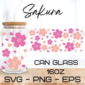Sakura Glass Wrap svg, Wildblume, Blumen svg, libbey 16 Oz, Bierdose glas svg, sofortiger digitaler Download, Cricut Design, svg, png,eps