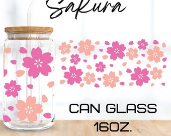 Sakura Glass Wrap Svg,Wildflower, flower svg,libbey 16 Oz ,beer can glass svg,instant Digital Download ,Cricut Design,svg,png,eps