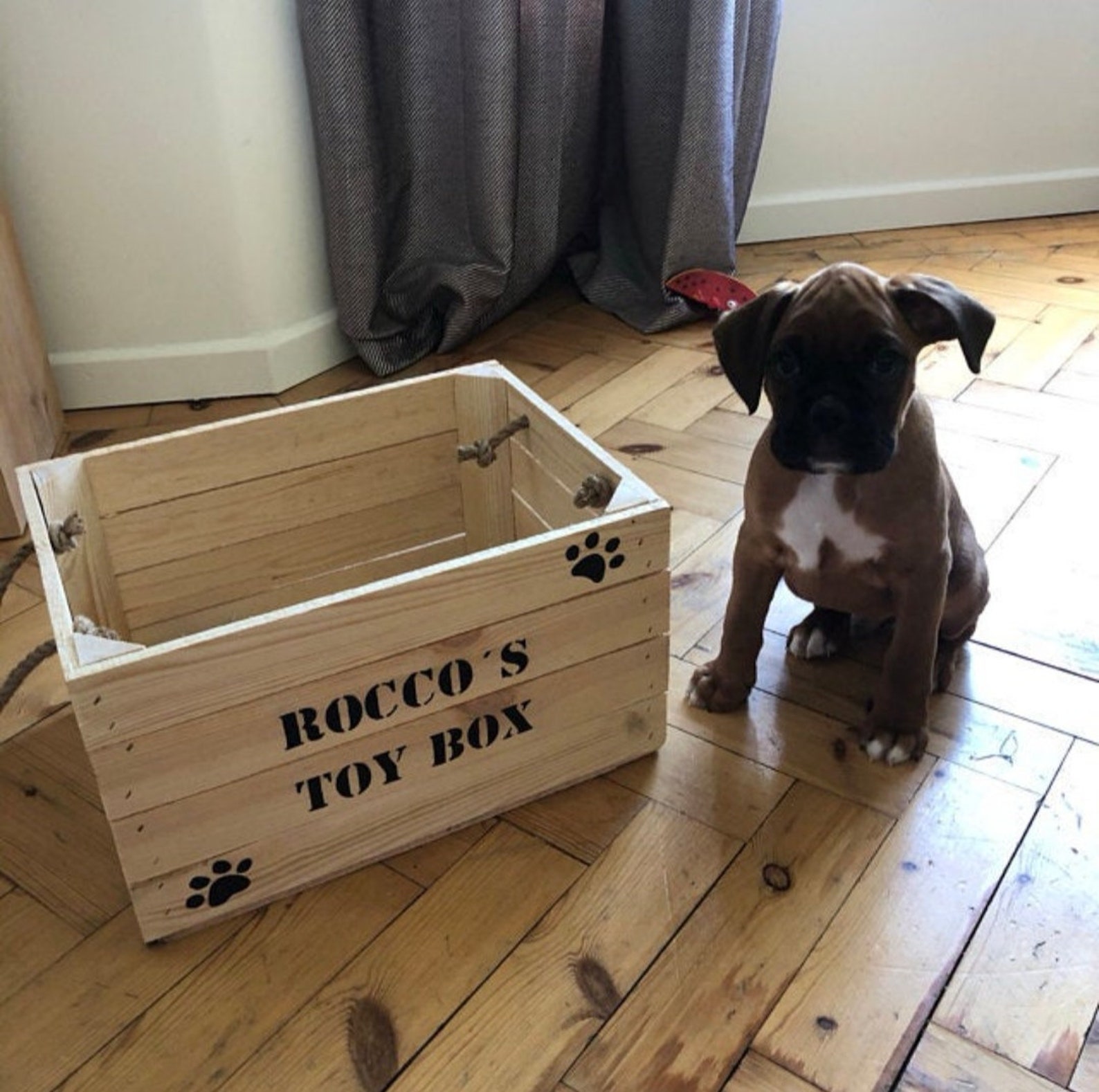 Caisse personnalisée de jouet de chien en bois. Boîte de Etsy