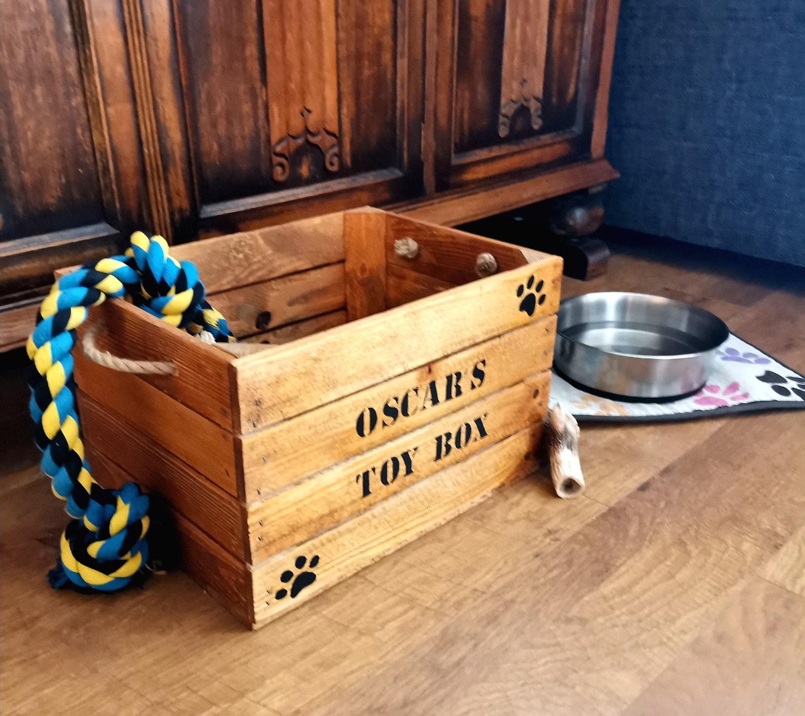 Caisse personnalisée de jouet de chien en bois. Boîte de Etsy
