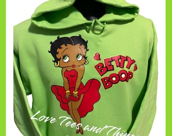 ベティちゃん　〜90's BETTY BOOP Full Zip Hoodie Betty Boop Full Zip Up Fleece Hoodie Jacket-Teens XL-2008