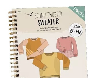 Schnittmuster Pullover Kids Gr. 92-146 - Papierschnittmuster Sweater von Lybstes