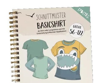 Schnittmuster T-Shirt Kinder Gr. 56-116 - Papierschnittmuster Basicshirt von Lybstes