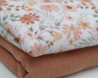 Mousseline bloemen pastelkleuren - double gaas per meter