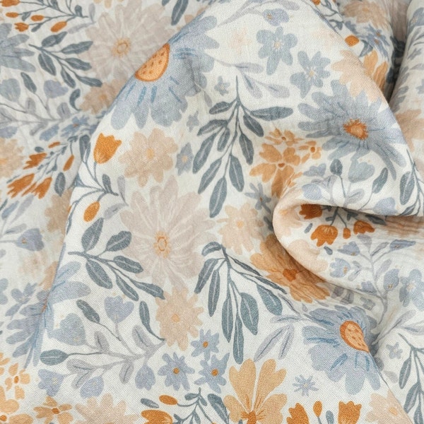 Musselin Blumenstrauß von Family Fabrics - Double Gauze Meterware