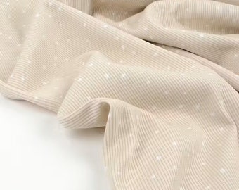 Bio Rib Jersey Konfetti Dots beige - Ripp Jersey Rippstrick Stoff Baumwolle Meterware