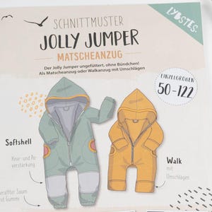 Schnittmuster Jolly Jumper Matschanzug Gr. 50-122 - Papierschnittmuster Outdoor-Anzug mit Reißverschluss von Lybstes