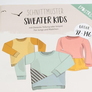 Schnittmuster Pullover Kids Gr. 92-146 - Papierschnittmuster Sweater von Lybstes