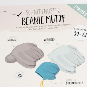 Schnittmuster Beanie Mütze | Papierschnittmuster Lybstes | Schnittmuster Mütze für Babys bis Erwachsene