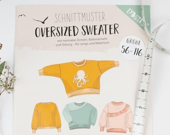 Schnittmuster Oversized Sweater Gr. 56-116 | Lybstes Papierschnittmuster | Schnittmuster Pullover