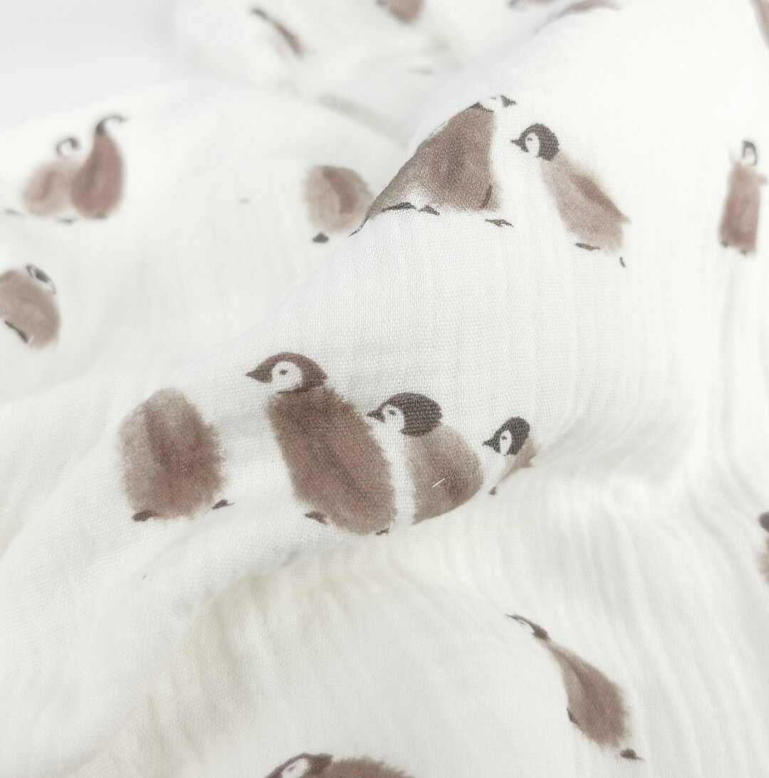 Muslin Penguins by Family Fabrics Double Gauze by the Meter Etsy