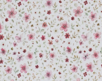 Jersey Blumenblüte berry – Baumwolljersey mit Blumenmuster – Stoff für Kinderkleidung – Jersey Meterware