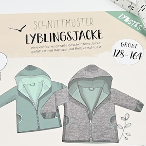 Schnittmuster Jacke Kinder Gr. 128-164 - Papierschnittmuster Lyblingsjacke Kids von Lybstes